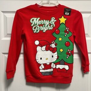 Hello Kitty Red Graphic Christmas Merry & Bright Tree Sweatshirt‎ Crewneck